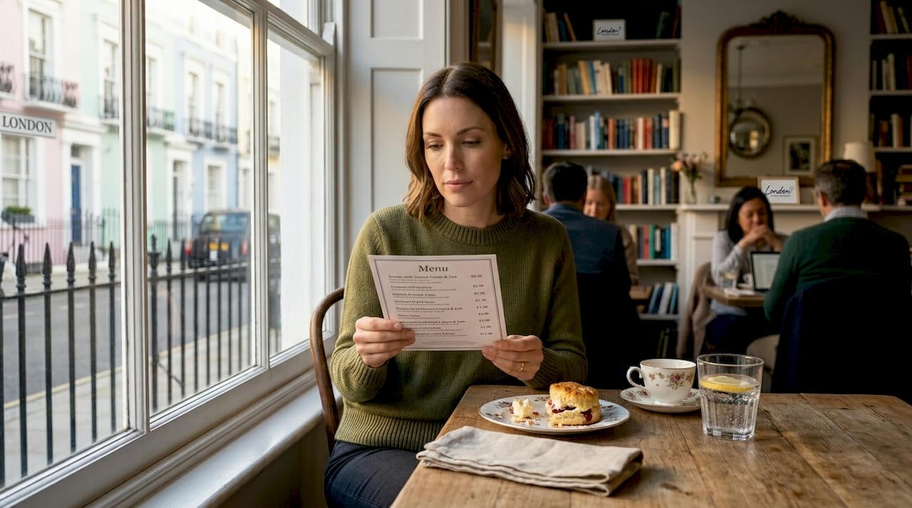 Diner enjoying meal in London restaurant