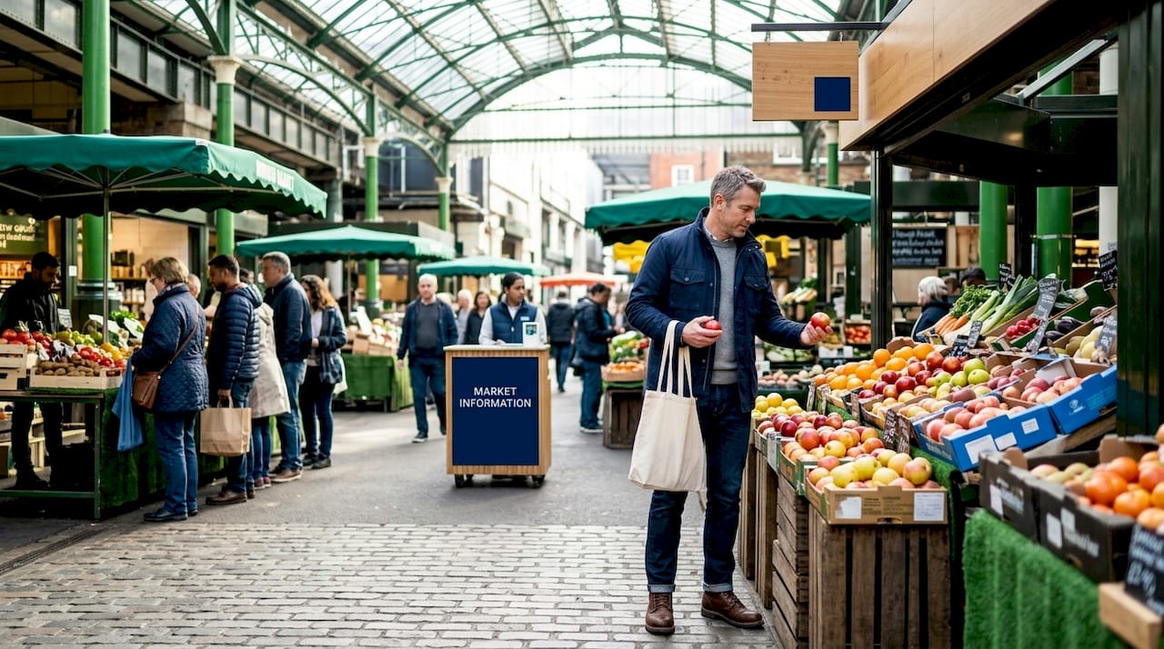 Man shopping at Borough Market London