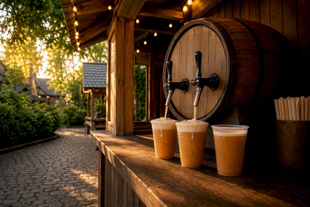 Butterbeer stand at Harry Potter Studio outdoor backlot