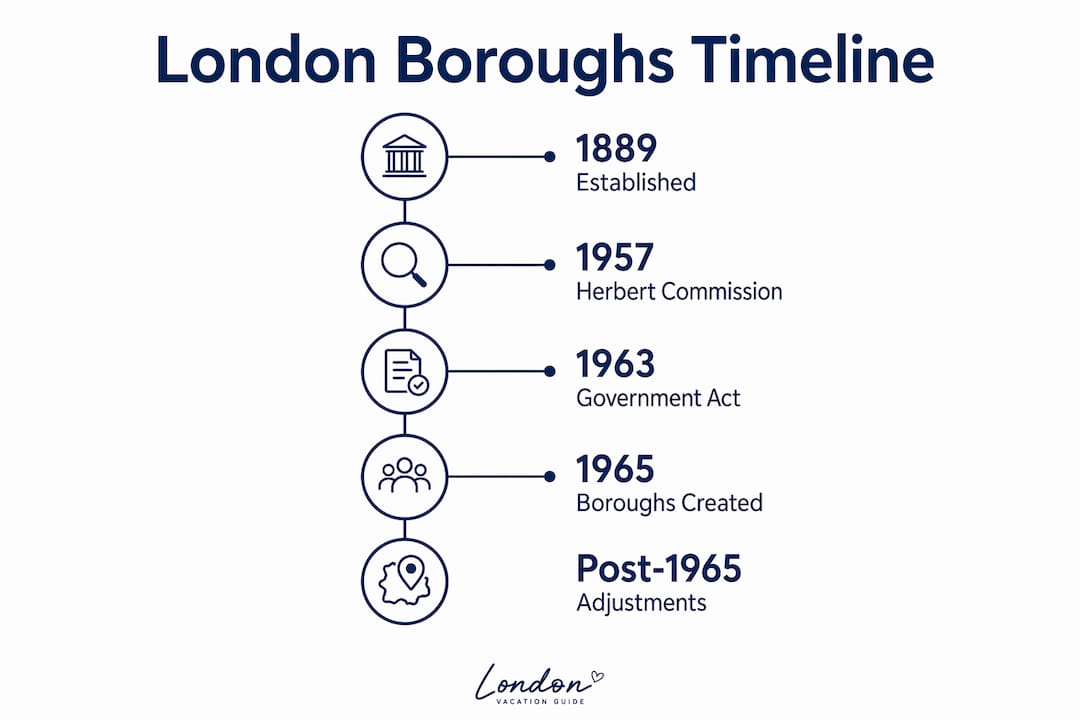 Infographic showing London boroughs formation timeline