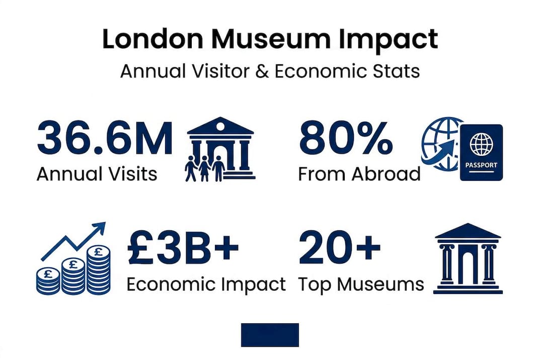 Infographic of London museum visitor and economic stats