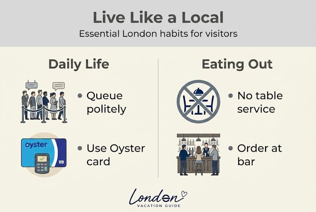 Infographic on essential London local habits