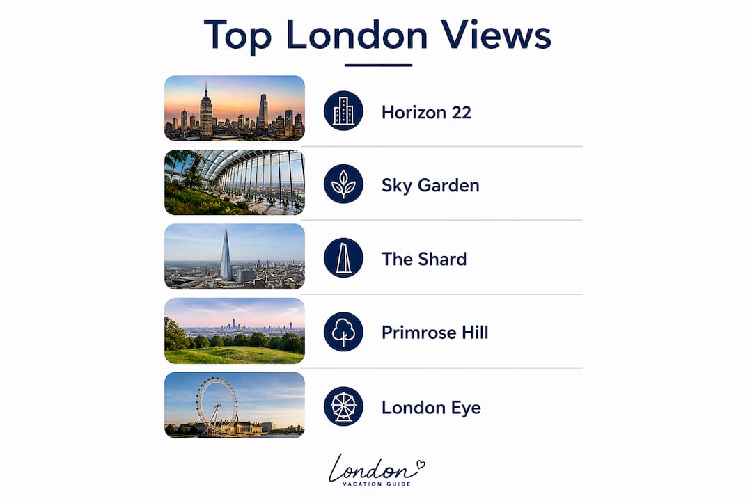 Infographic showing top London city viewing spots