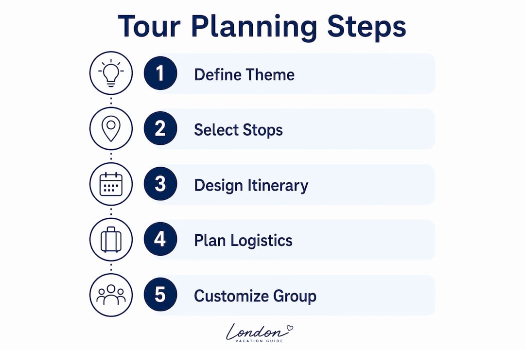Infographic showing themed tour planning steps