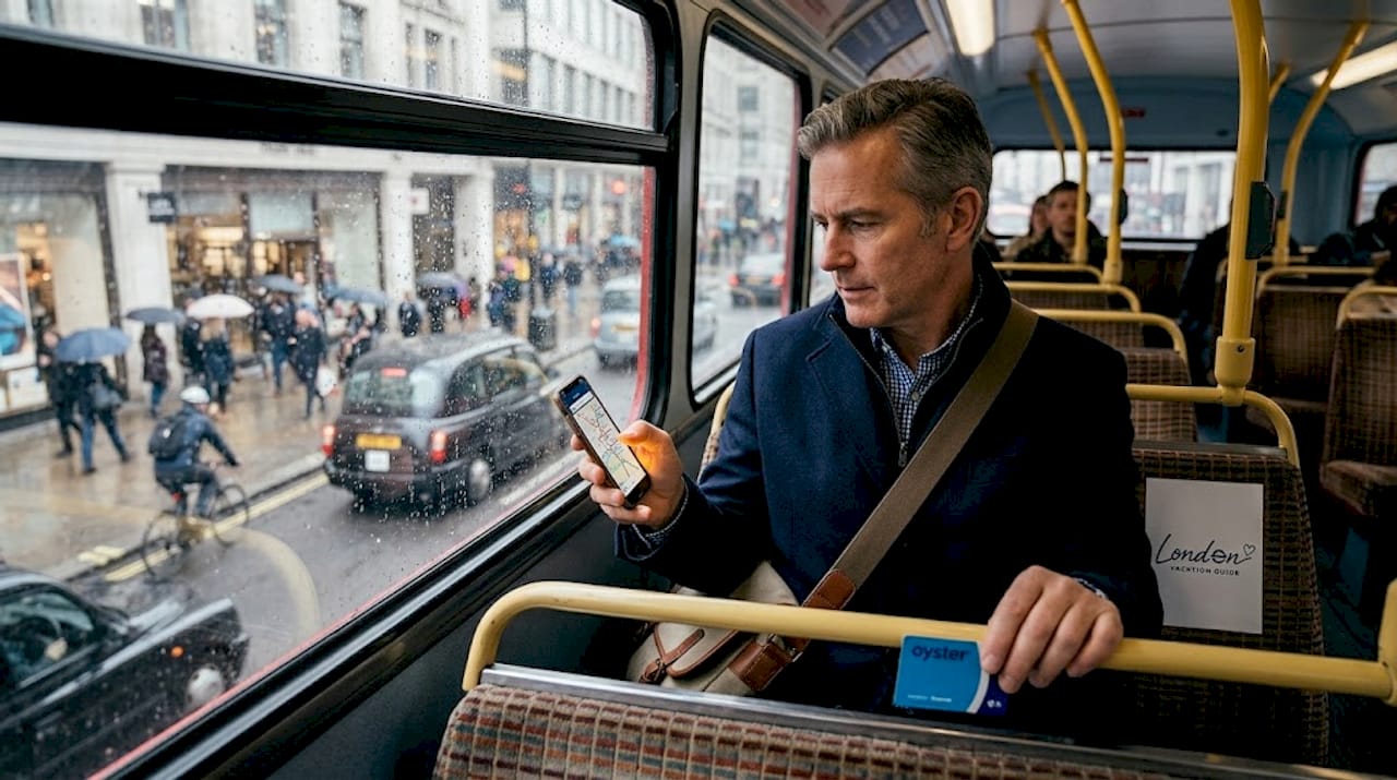 Passenger saving money on London bus ride