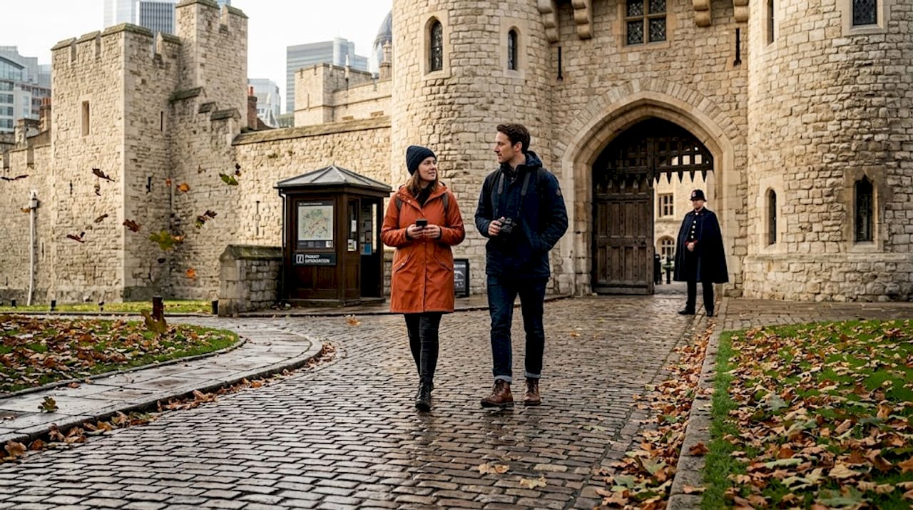 Tourists entering Tower of London grounds