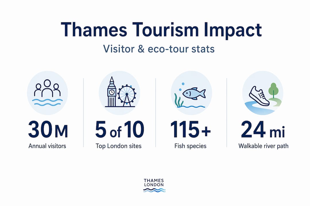 Infographic showing Thames tourism and ecology stats