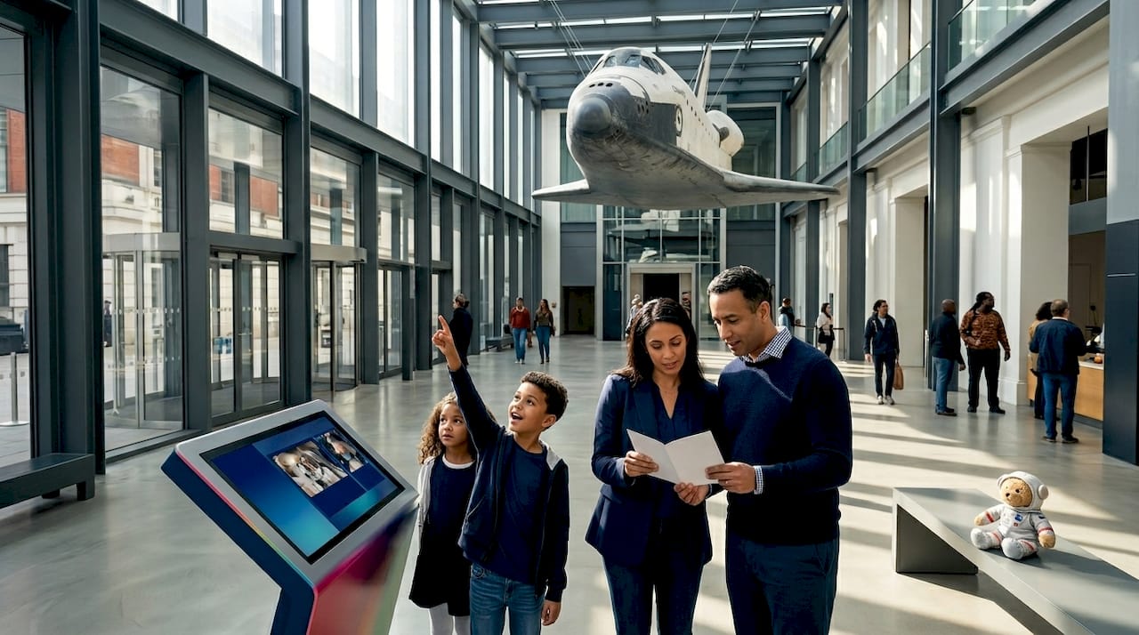 Family explores Natural History Museum atrium