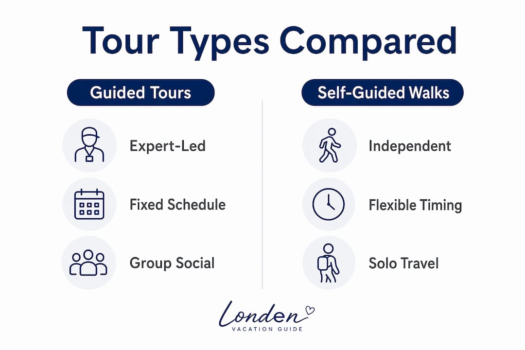 Infographic comparing guided and self-guided tours