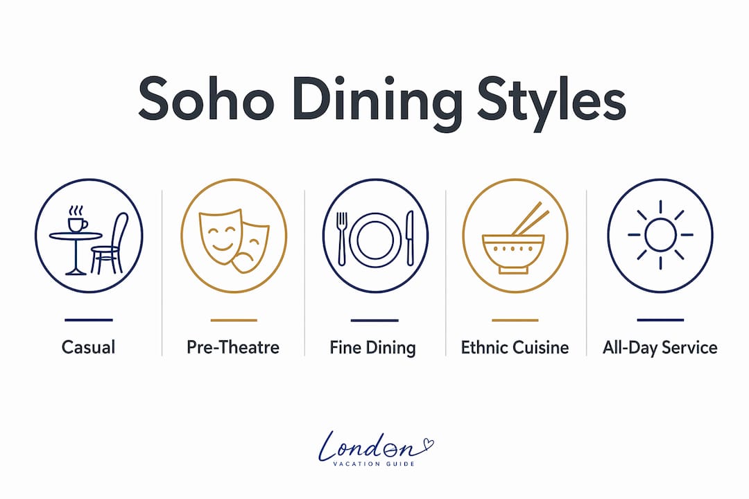 Infographic outlining Soho dining styles hierarchy