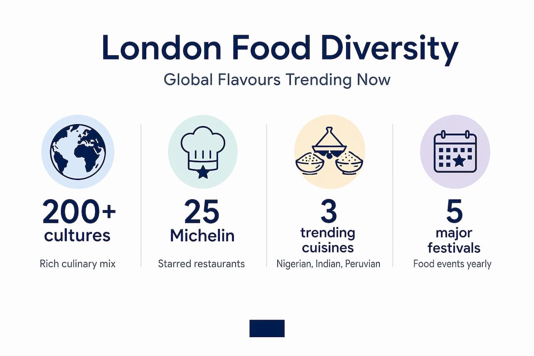 Infographic showing stats for London food diversity and trends
