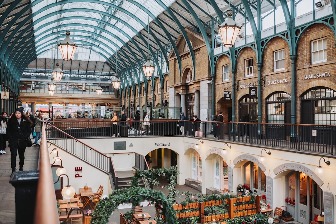 The covered market and piazza at Covent Garden, London, with iron and glass roof